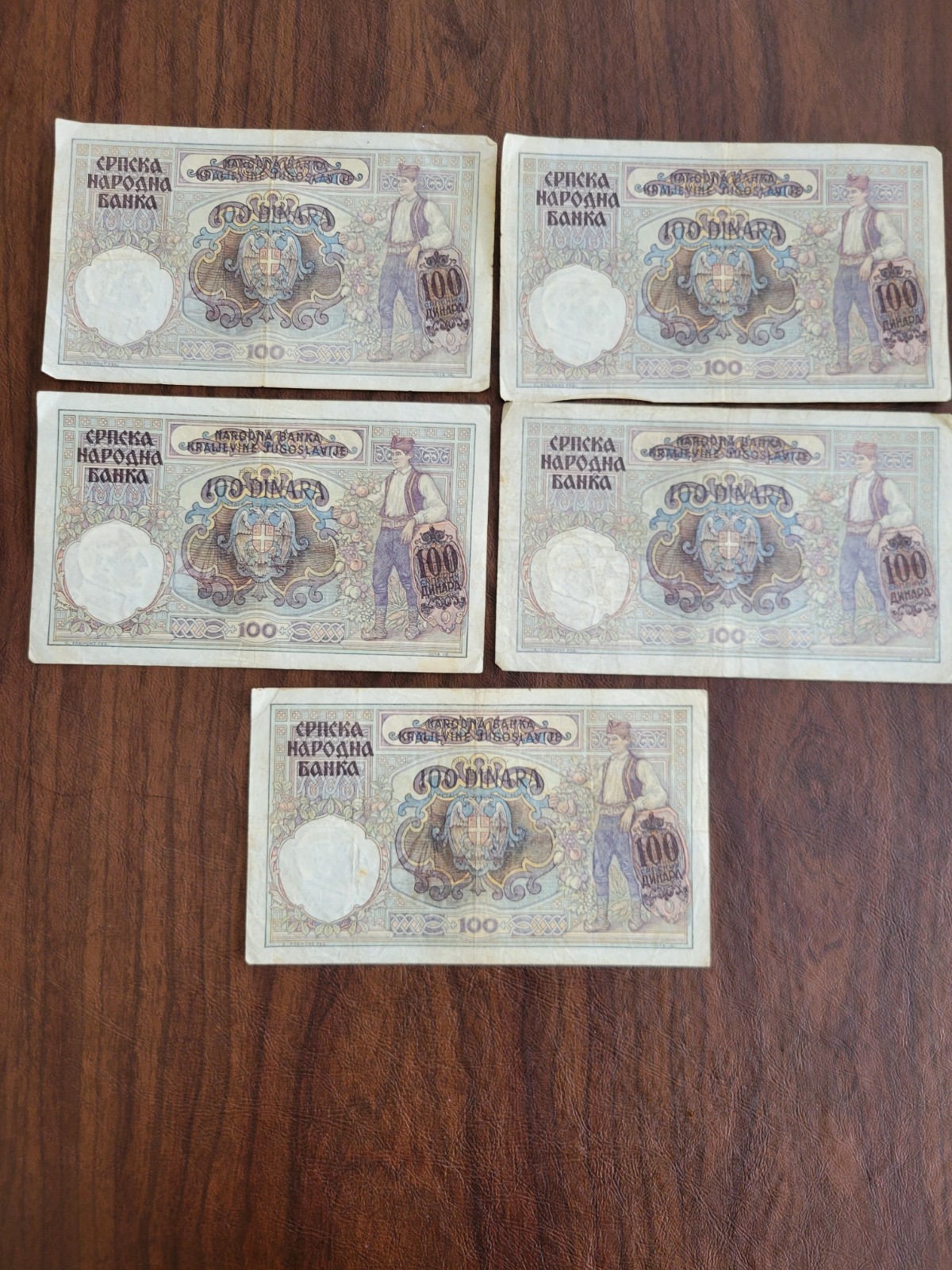 Serbia Yugoslavia Lot of 5 100 Dinara Banknotes Circulated P23   #161