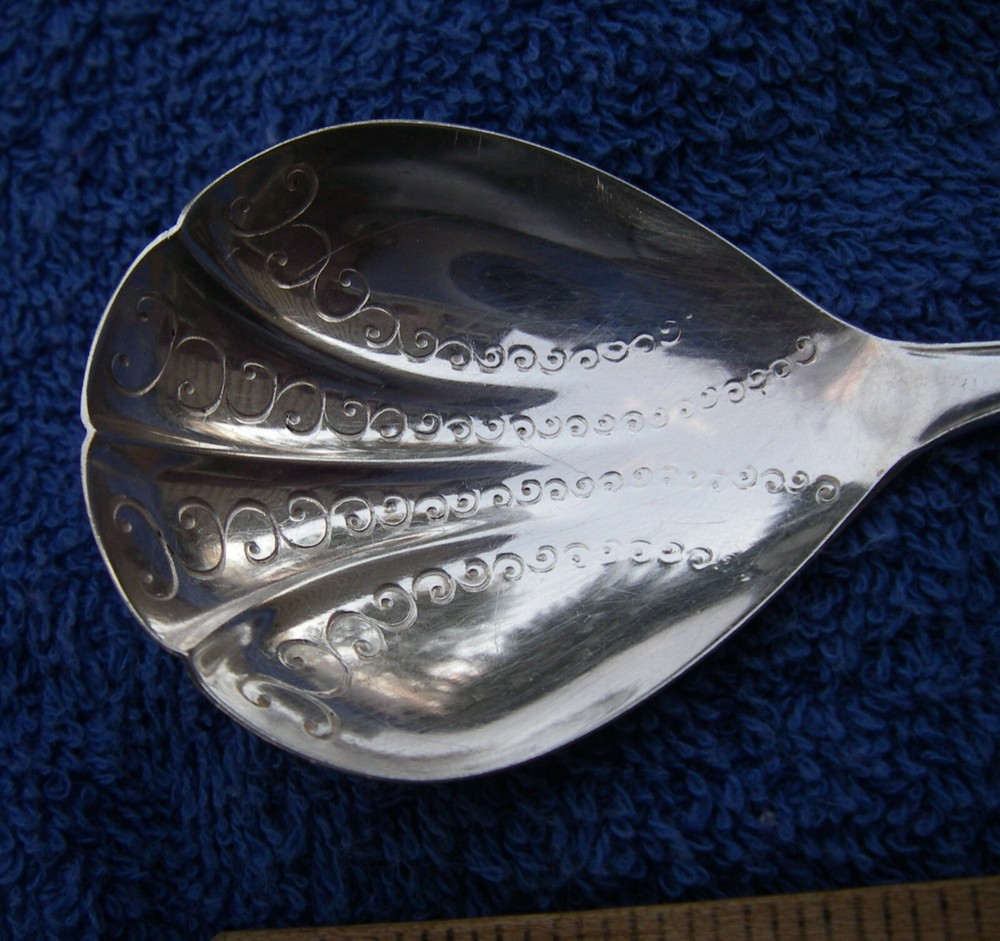Nice SWEDISH 830 Silver Pierced Pattern SUGAR SPOON-Maker GAB-NR