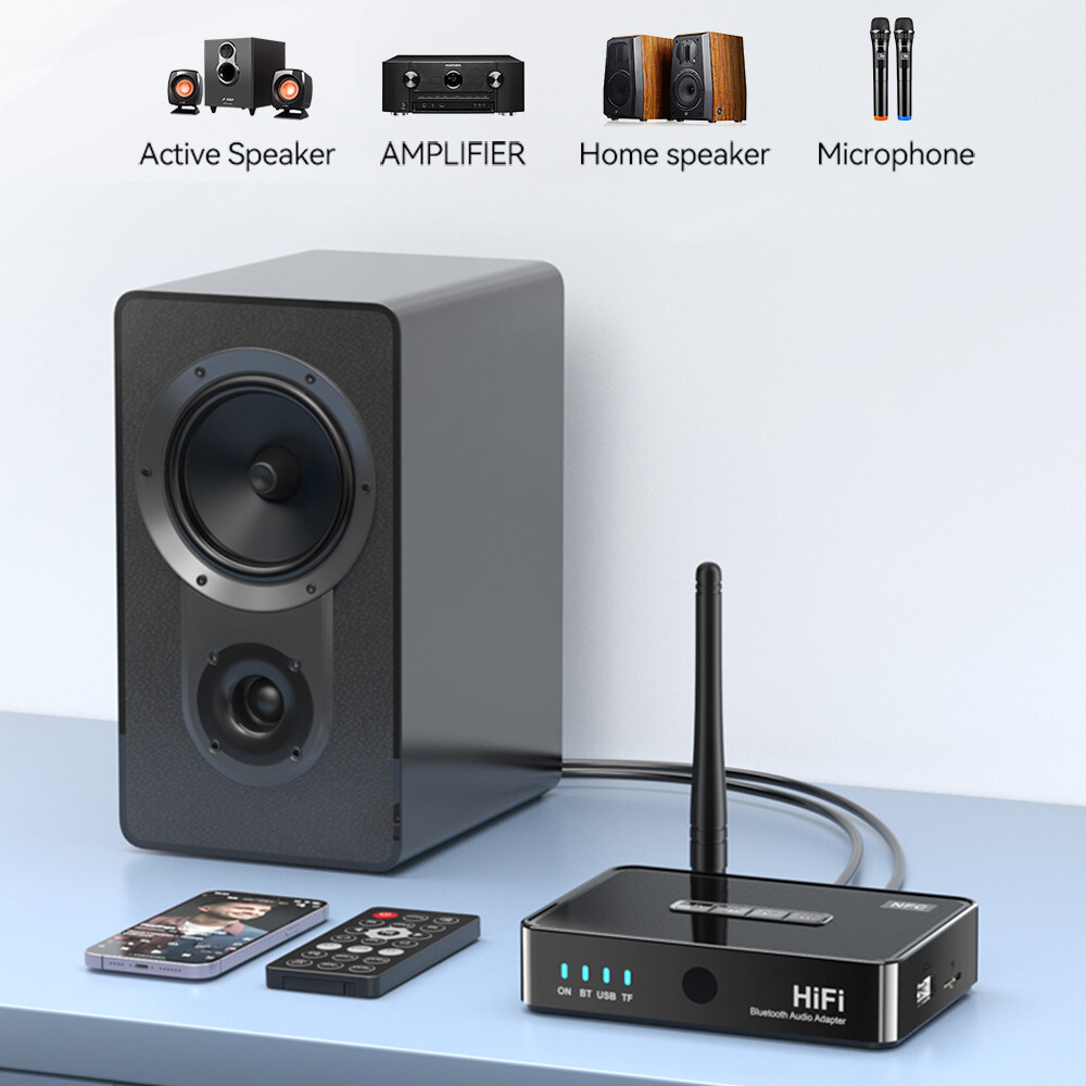 NFC Bluetooth Audio Adapter Receiver Wired Speaker/Amplifier/Microphone/RCA/AUX