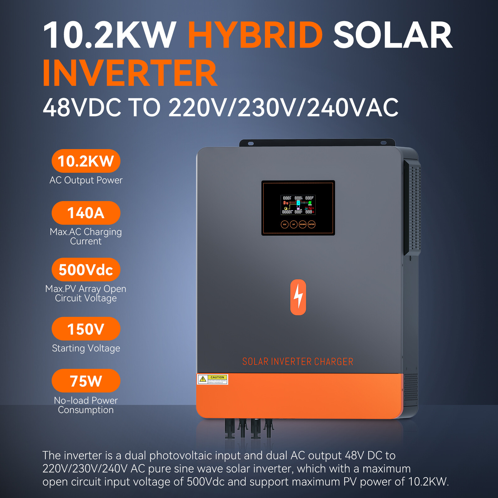 10.2KW 48V Solar Hybrid Inverter Off Grid 180A MPPT Sine Wave Solar Controller