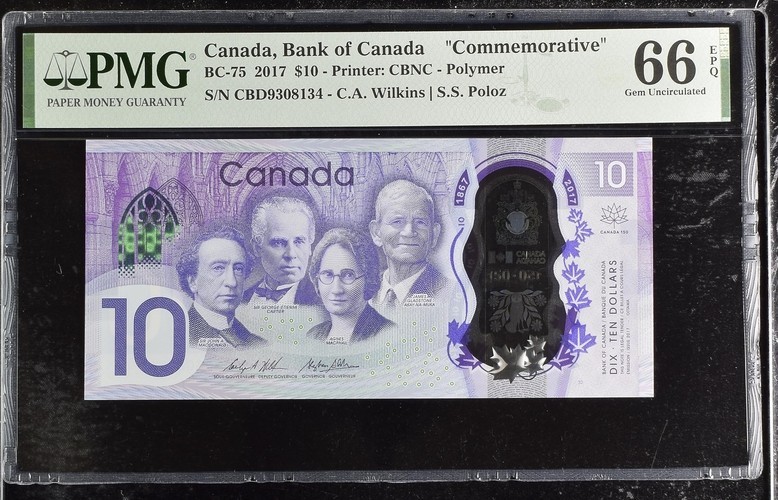 Canada 10 Dollars 2017 P112 UNC / PMG GEM66EPQ