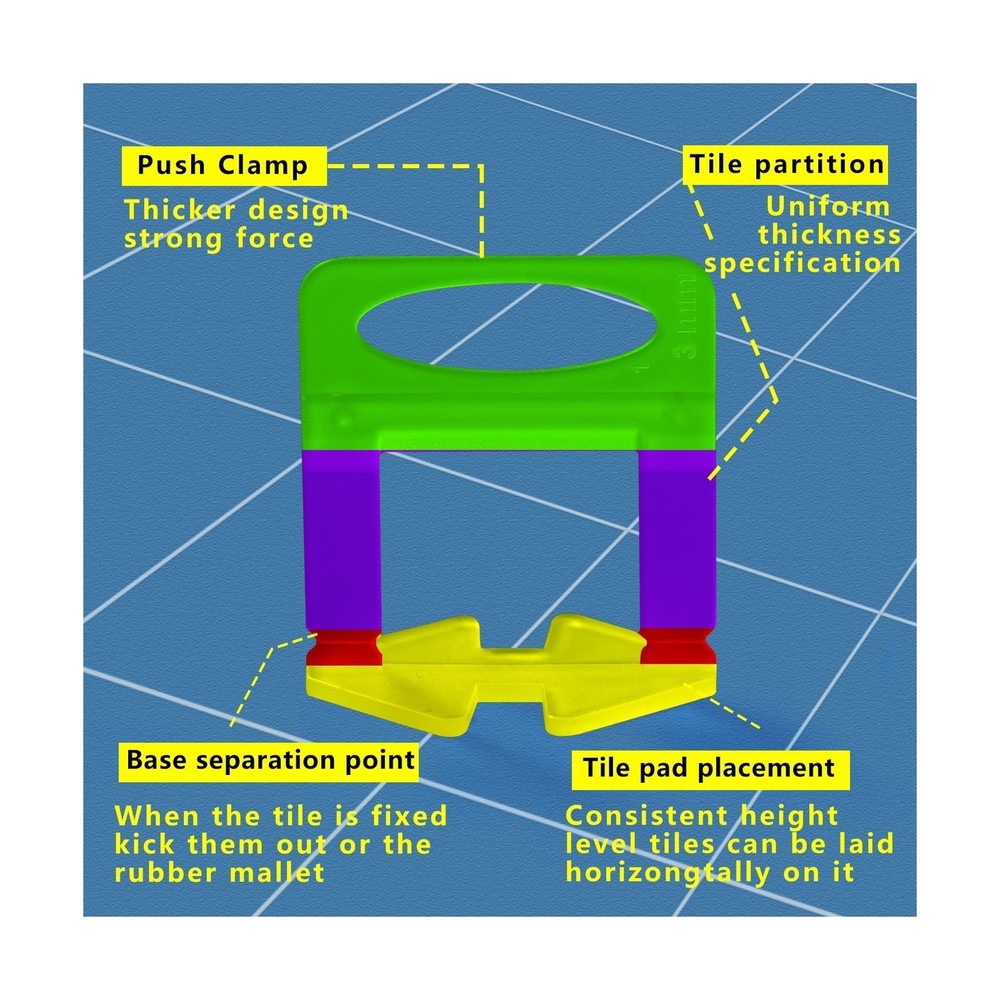 Tile Leveling System 1/8" Spacers Tile Leveler Clips DIY Tile Leveler Spacers...