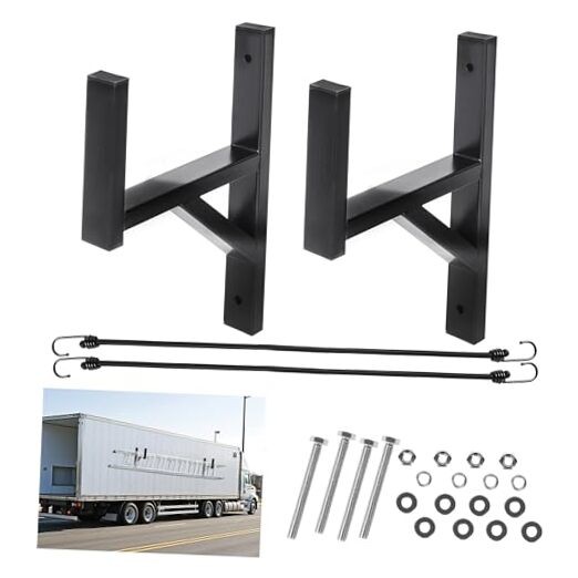 2 Racks Trailer Ladder Rack, Heavy Duty Steel Ladder Rack with Elastic Ropes