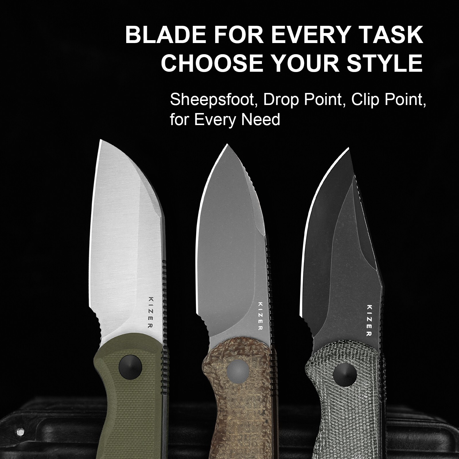 Kizer Drop Bear Clip Point Fixed Knife 14C28N Blade Micarta Handle+Sheath