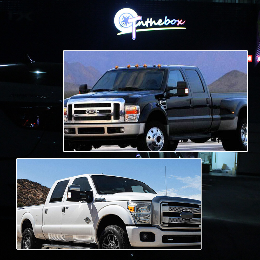 For 08-16 Ford F250 F350 F450 F550 Super Duty Clear White LED Side Mirror Lights