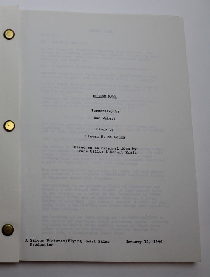 Hudson Hawk / Daniel Waters 1990 Movie Script Screenplay, Bruce Willis action