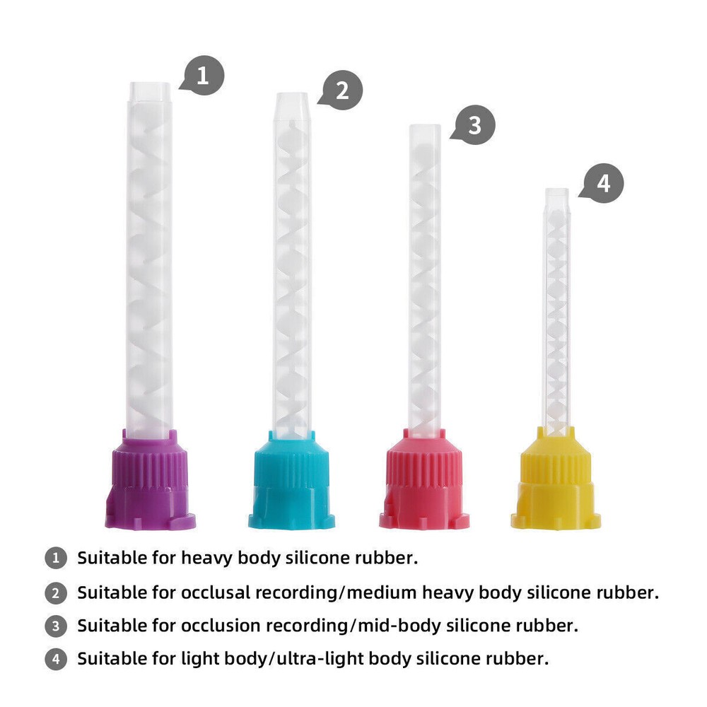 Silicone Rubber Dental Impression Mixing Tips Temporary Crowns Material Mix