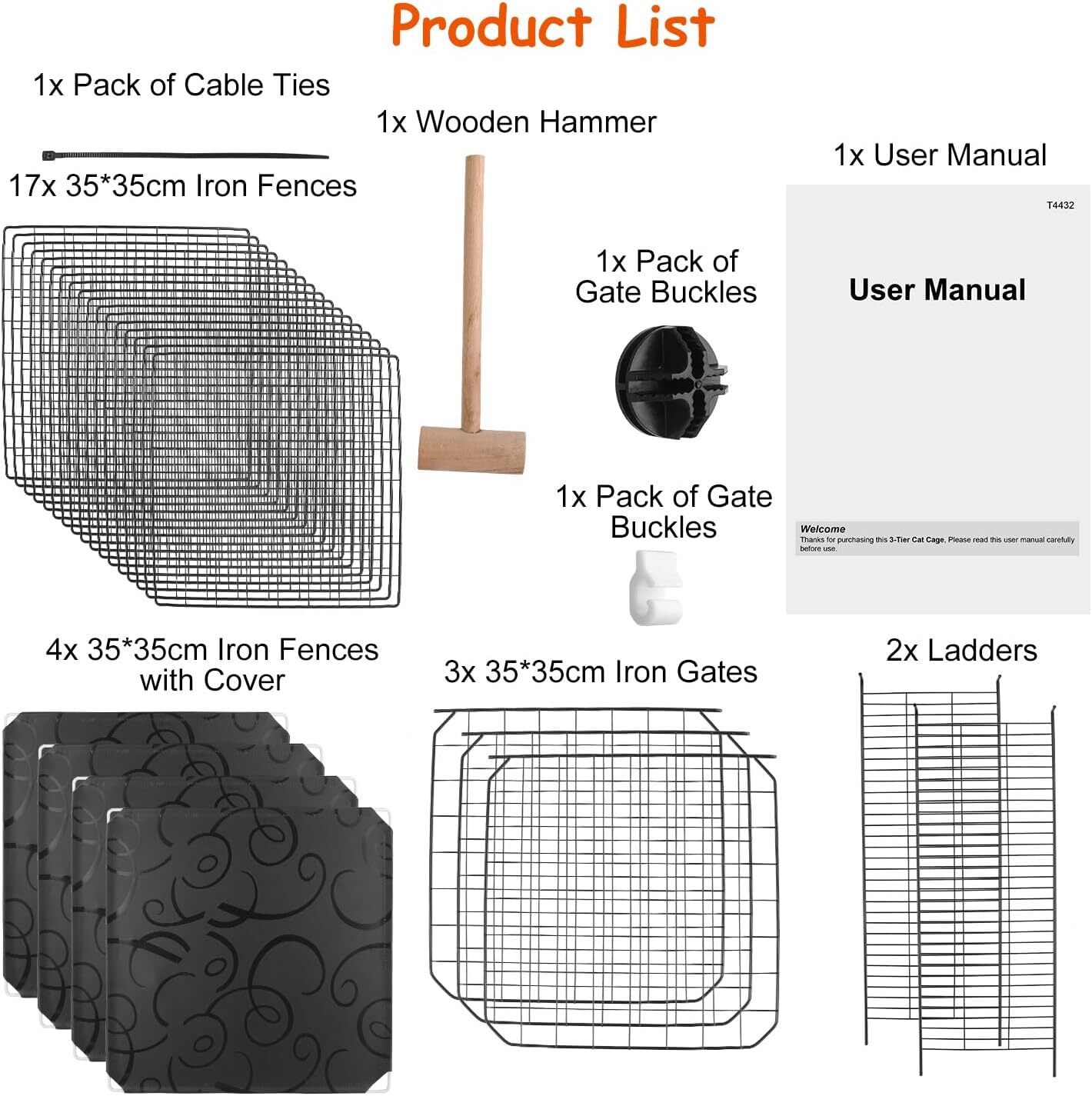 Cat Cage with Storage Cube DIY Indoor Catio Cat Enclosures Metal Cat Playpen
