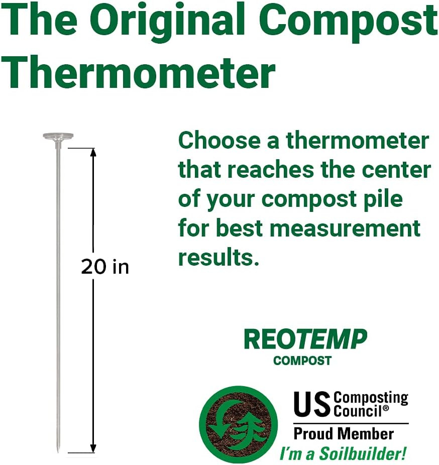 20 Inch Fahrenheit Backyard Compost Thermometer with Digital Composting Guide