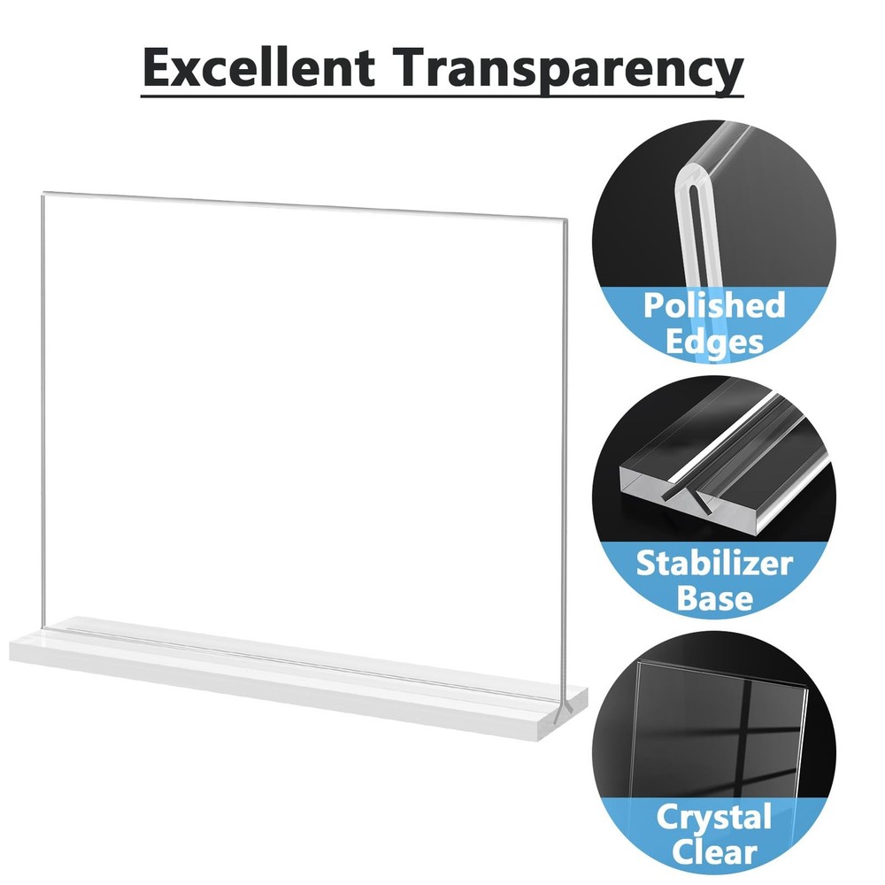 Plastic Menu Holder, 8.5x11 Double Sided Frame, 2Pack For Restaurant Table