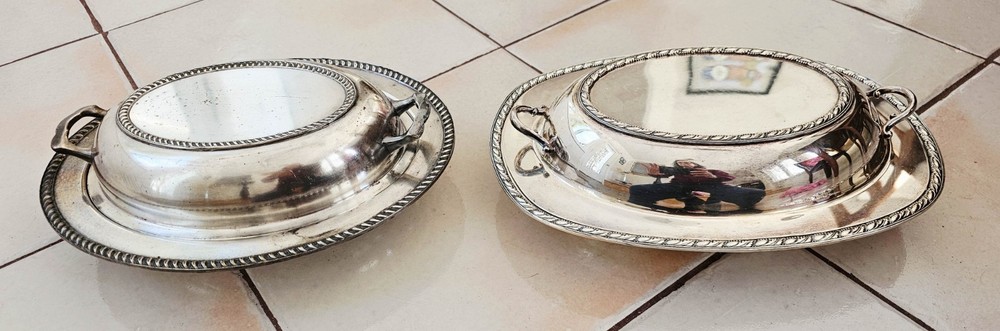Silverplate Lot 7 Pieces Trays Covered Dishes Assorted Serving Pieces +10 lbs