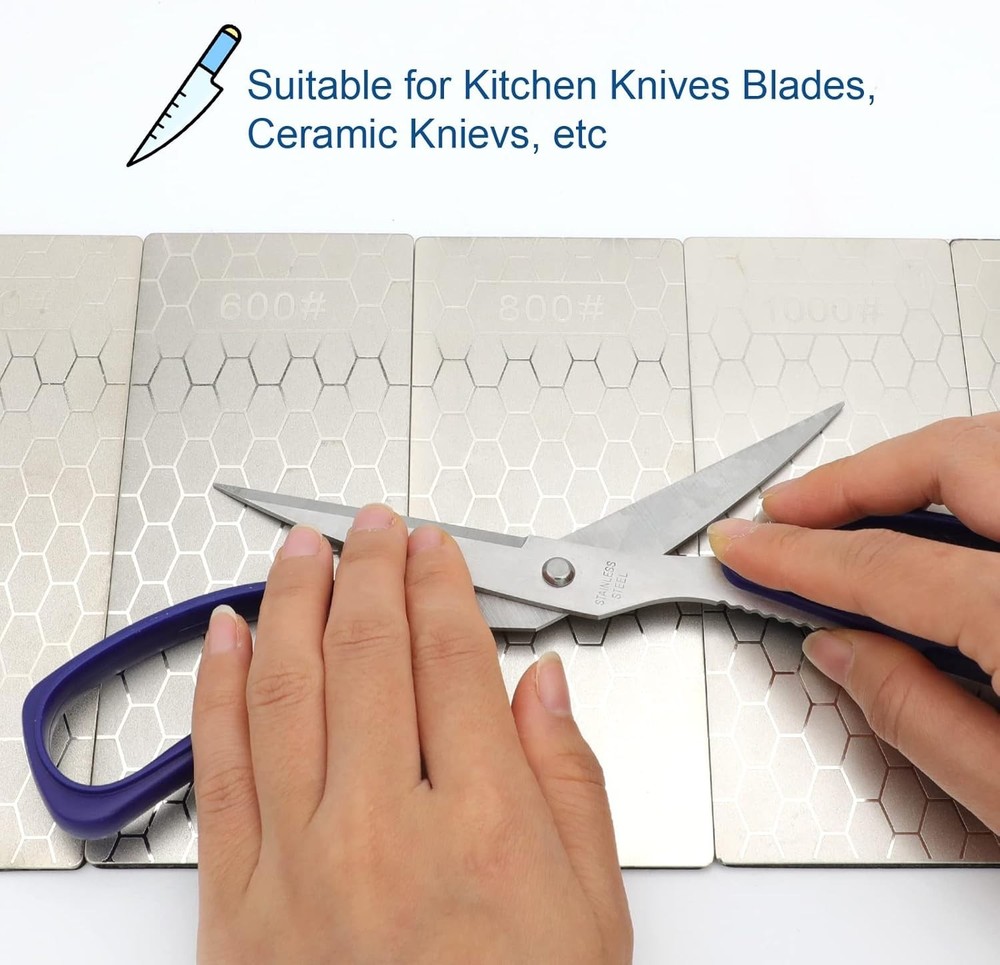 Versatile Diamond Knife Sharpening Stone Kit - Non-Slip Base & Honeycomb Design