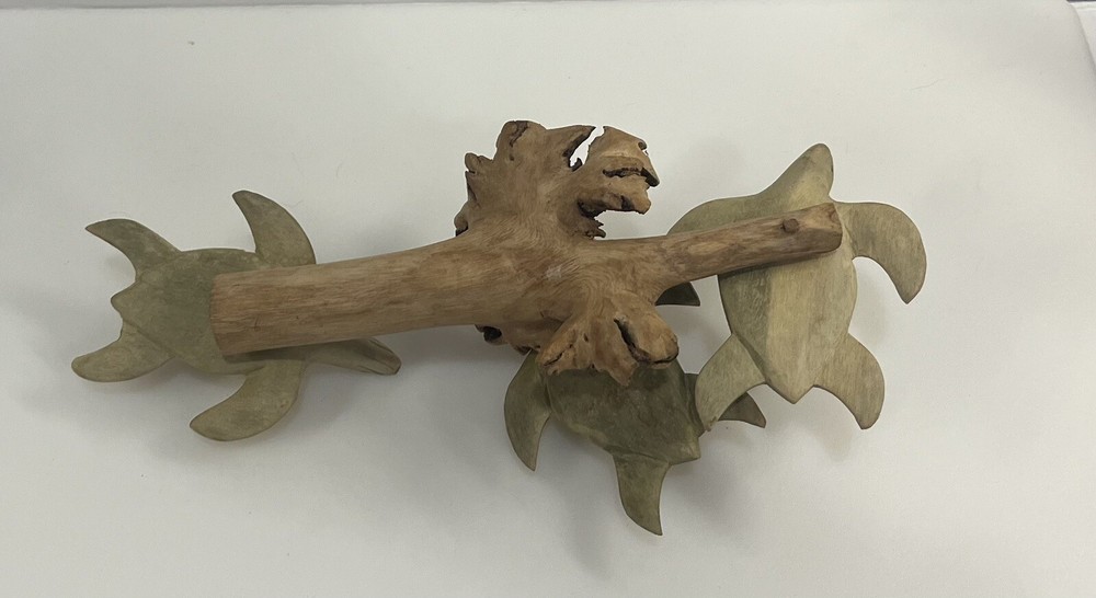 Hand Carved Turtles on Driftwood