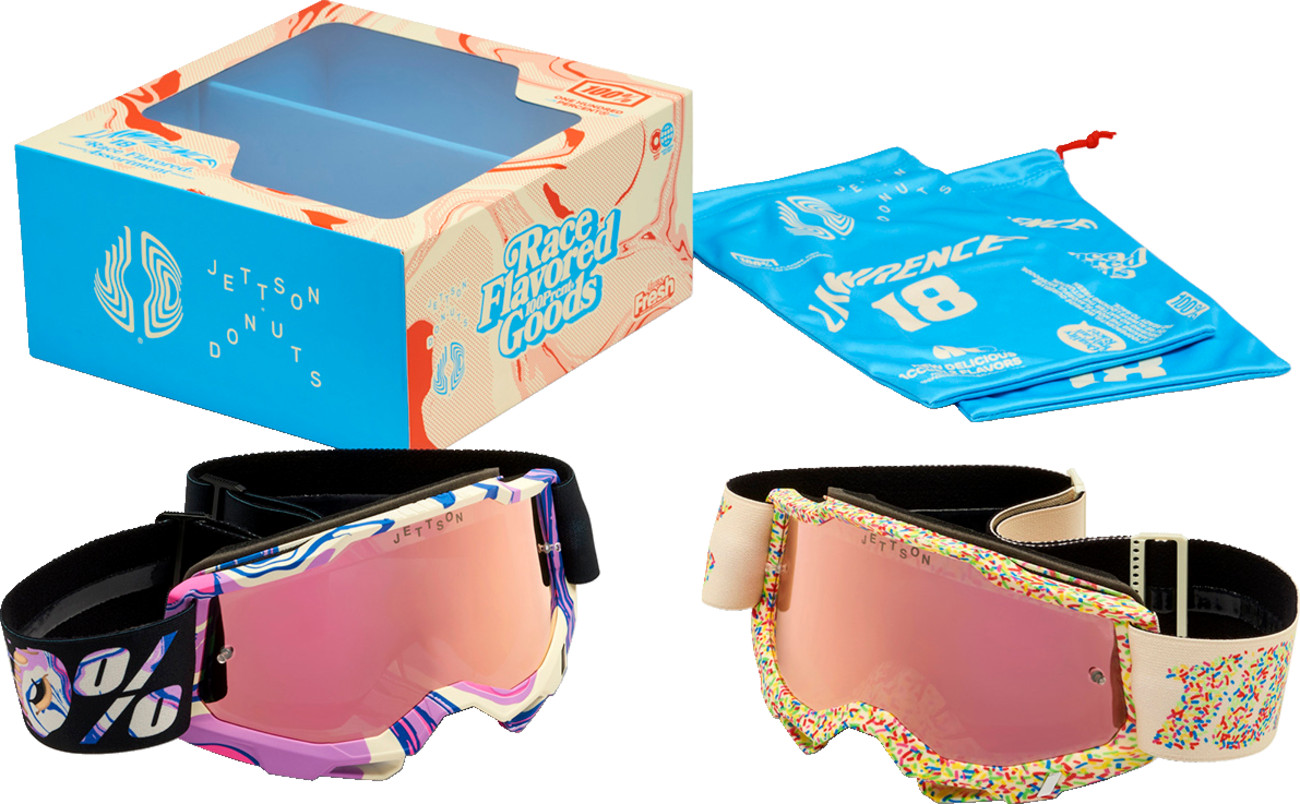 100% Jett Lawrence Accuri LE Donut 2 Pack Motocross Goggles Mirrored Lens MX ATV