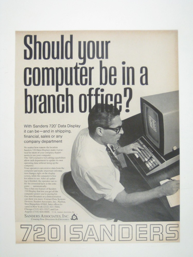 Vintage Sanders 720 Data Display Print Advertising Computers Computing