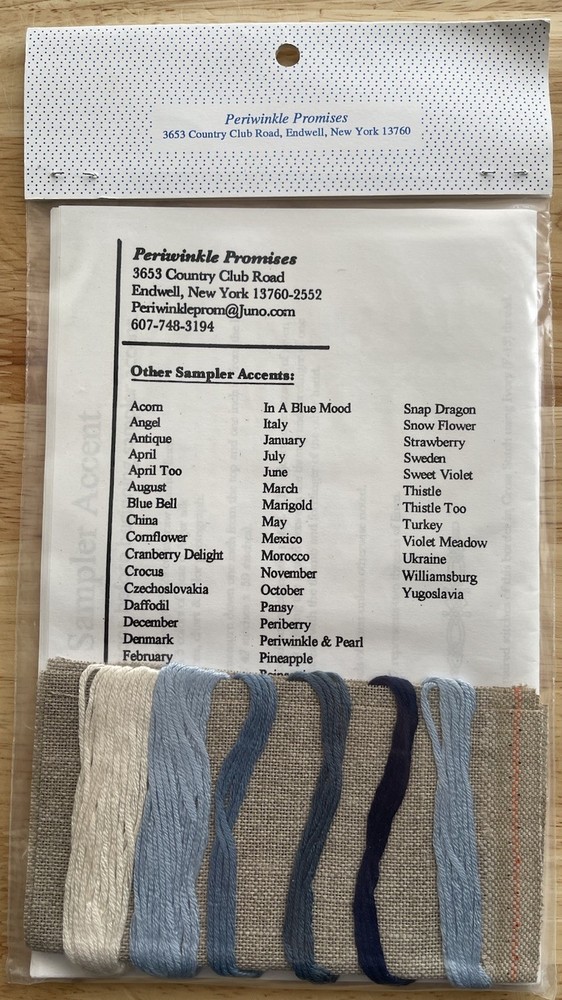Periwinkle Promises Sampler Accents GERMANY SAMPLER Needlepoint Silk & Linen Kit