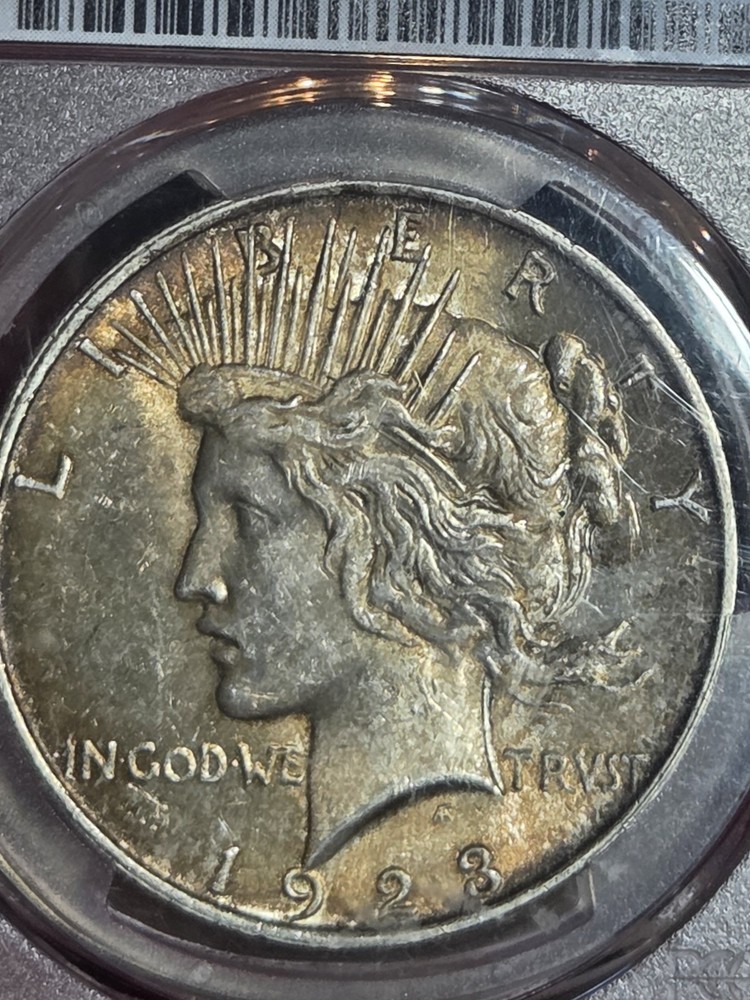 1923 $1 Peace Dollar PCGS MS62 Toned