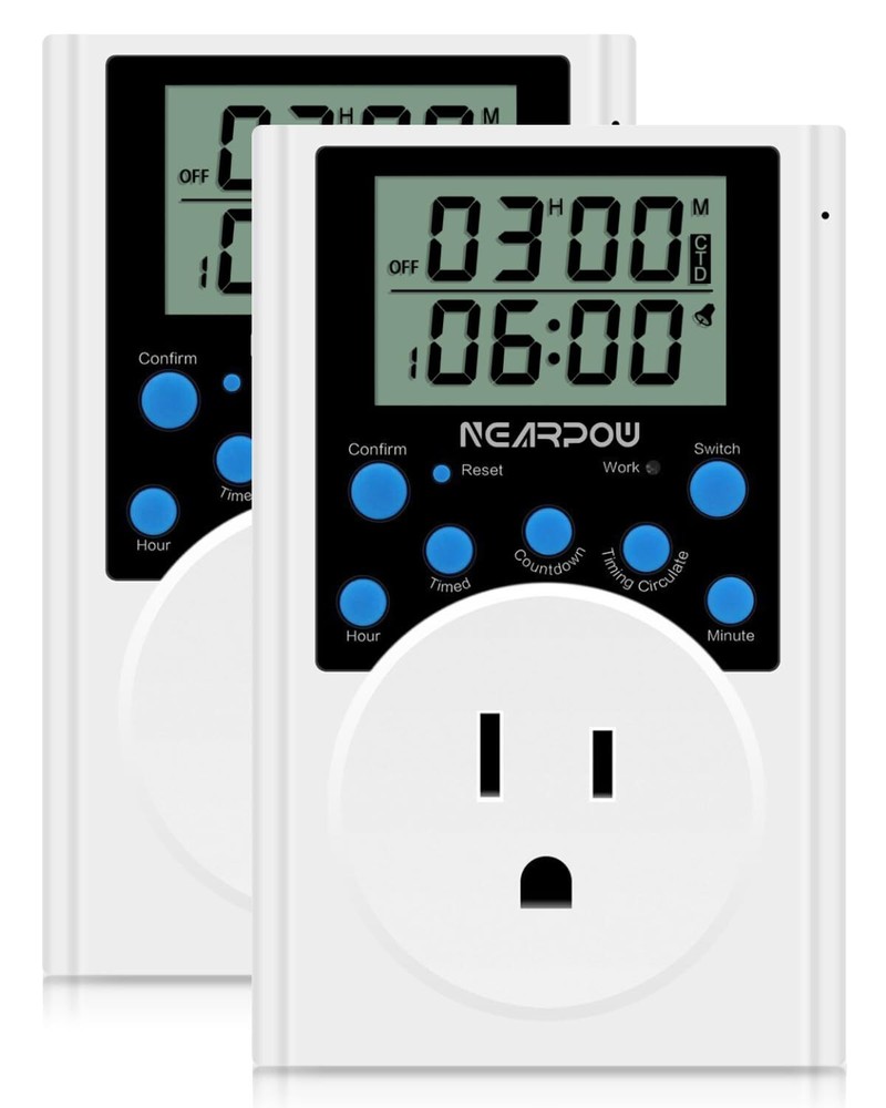 2 Pack Timer Outlet Nearpow Multifunctional Infinite Cycle Programmable Timer