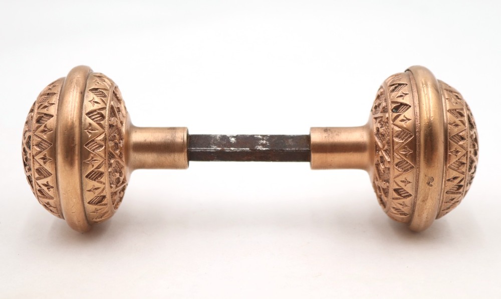 Pair of 1890s Reading Polished Bronze Windsor Door Knobs