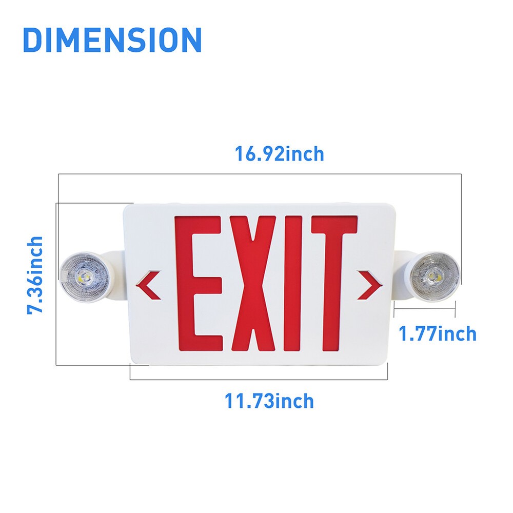 5Pack LED Exit Sign Emergency Light–Hi Output Compact Combo Red Fire UL listed