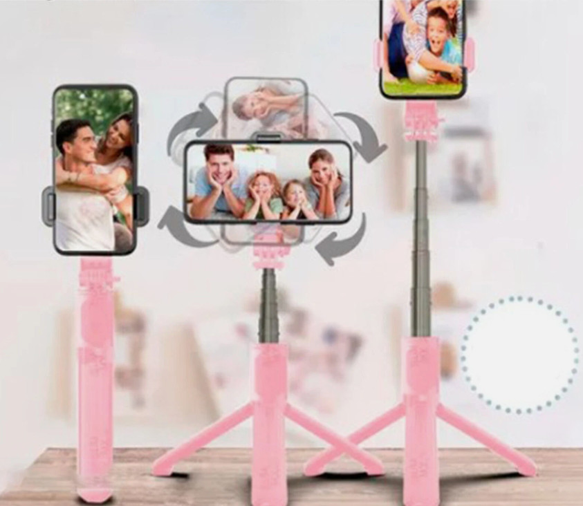 Pink Selfie Stick Tripod with Bluetooth Remote Extendable for iPhone Android US