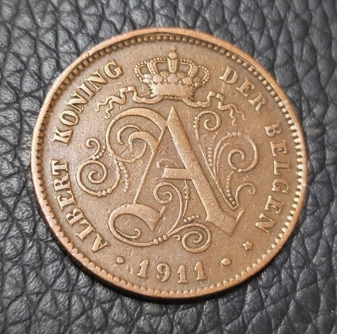 1911 Belgium 2 Centimes Coin