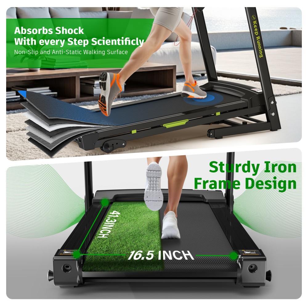 Folding Treadmill with Incline, 12 Programs, 3.5HP Motor, 330LBS Capacity