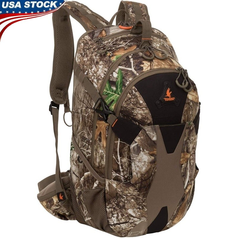 Roomy Backpack W/ Accessory Pockets Hydration Compatible Quiet Cloth Foam Straps