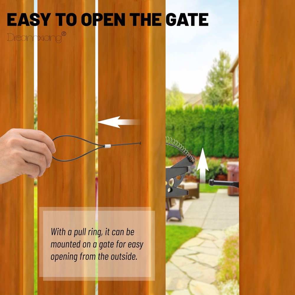 Self Locking Gate Latches with Spring Cable Pull, Post Mount Automatic Gravit...