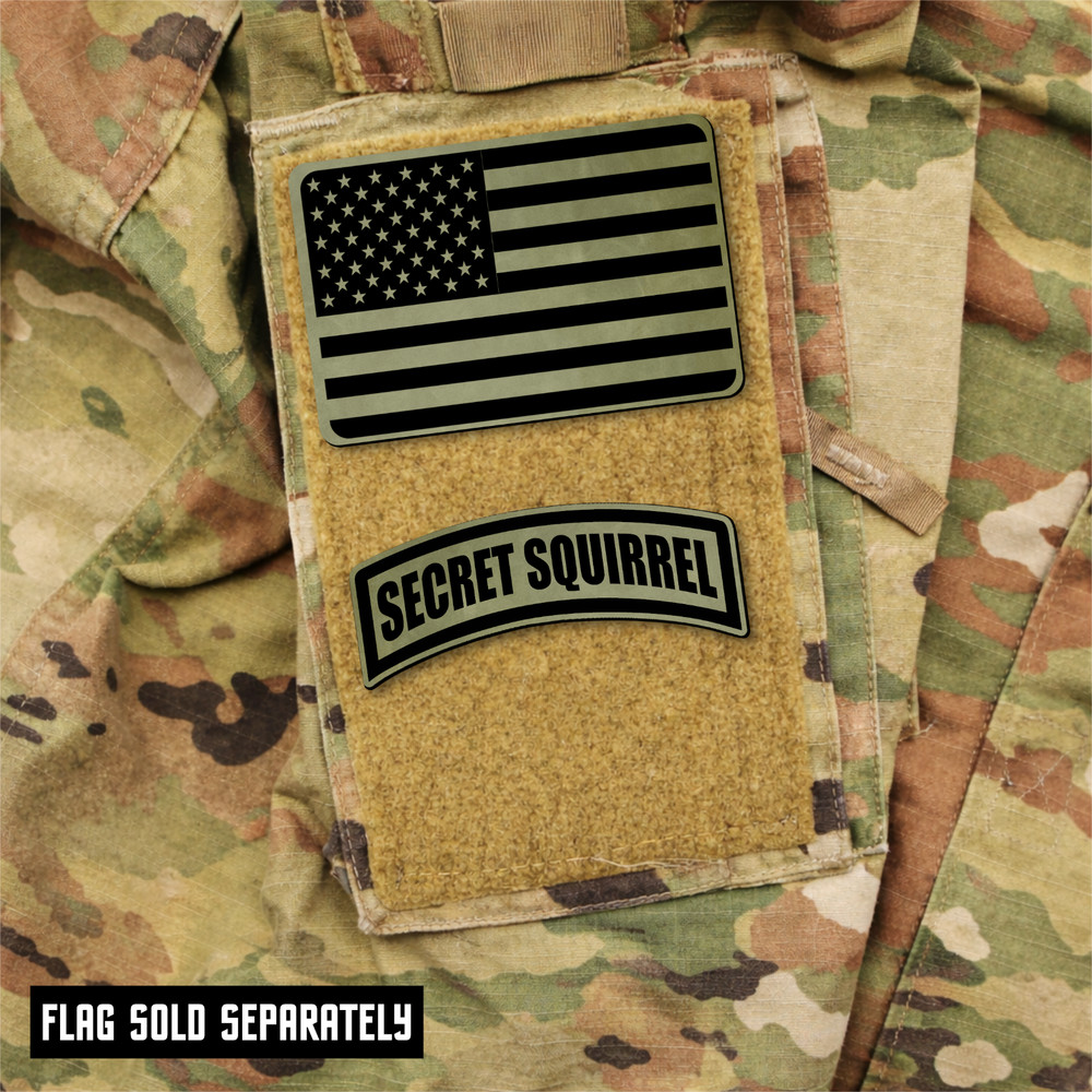 Secret Squirrel Rocker Tab Morale Patch 1"x2.6" Hook & Loop Funny Tactical