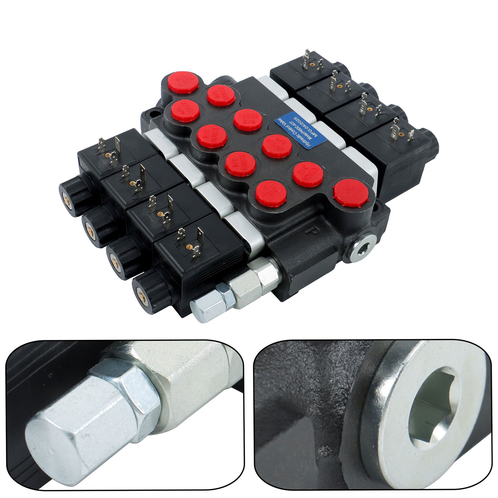 Heavy Duty 4 Spool Hydraulic Control Valve 12V DC 13 GPM 3600 PSI