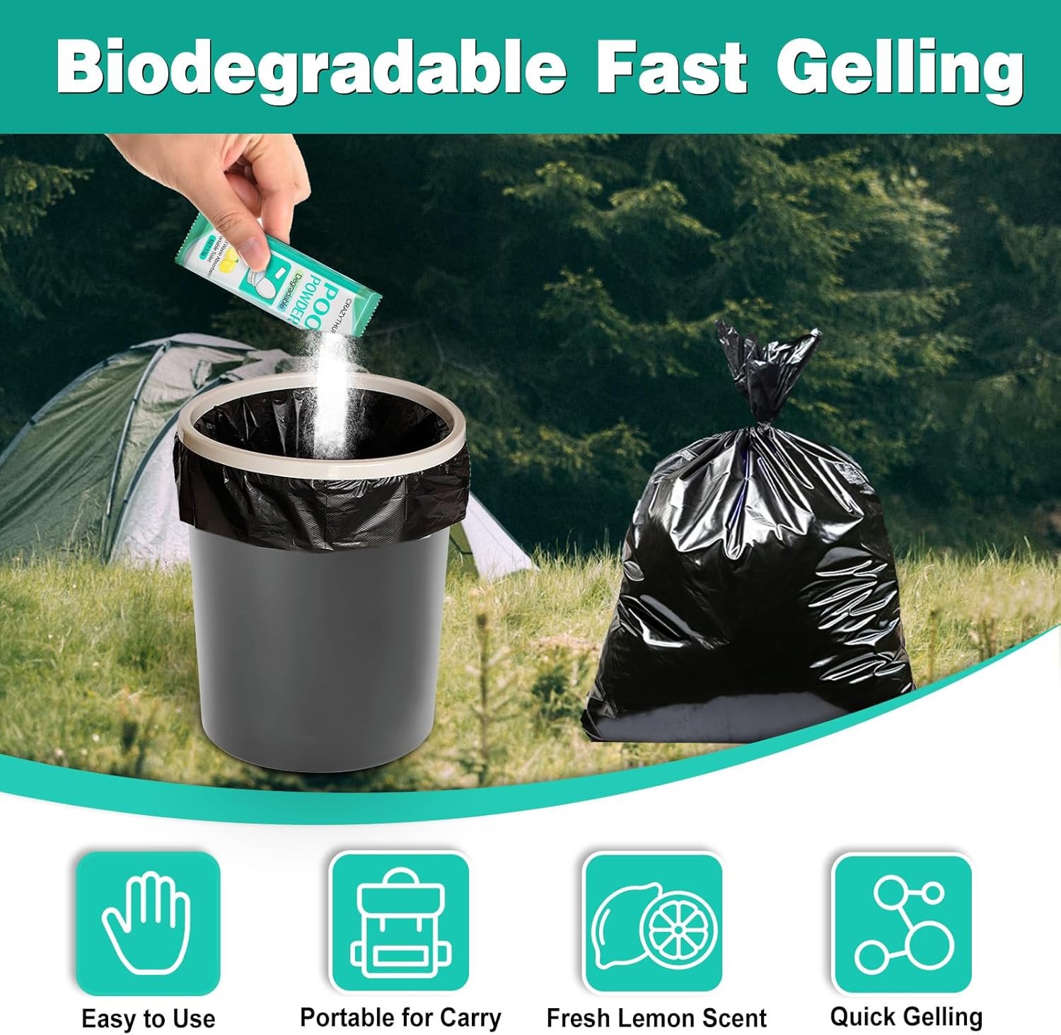 Portableportable Toilet Gel, Poo Powder for Portable Toilet, Camping Toilet Gel,