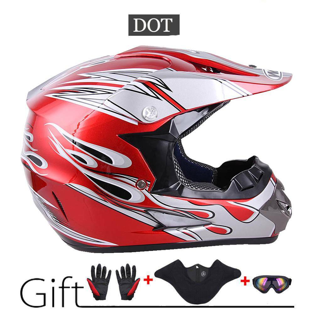 DOT Adult Motocross ATV Dirt Bike MX Off-Road Helmet + Goggles + Gloves S/M/L/XL