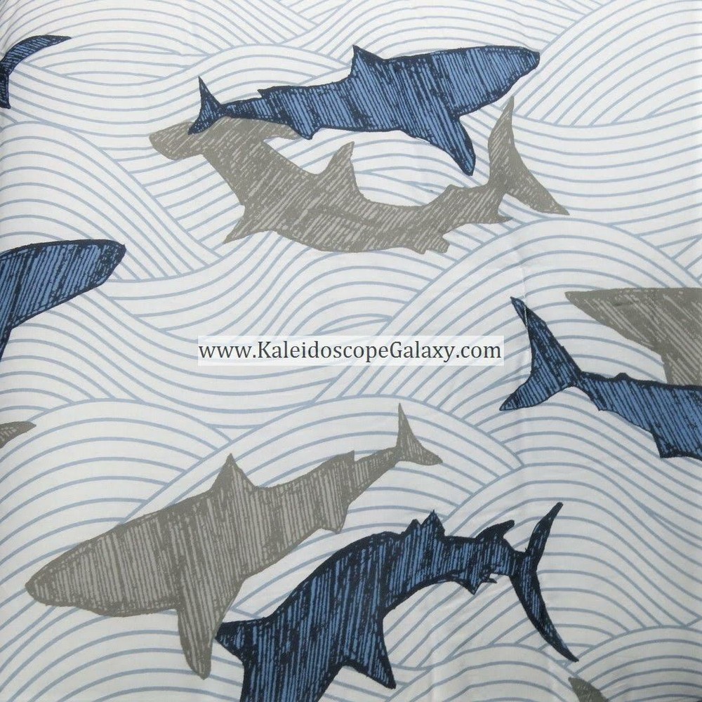 SHARK 9pc FULL/QUEEN COMFORTER ~ BLUE GRAY WHITE SHARKS ~ SHEETS