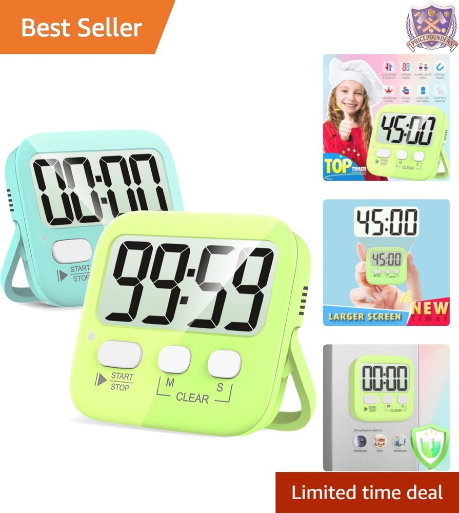 Digital Kitchen Timers 2 Pack Magnet Countdown for Cooking Classroom Exercise