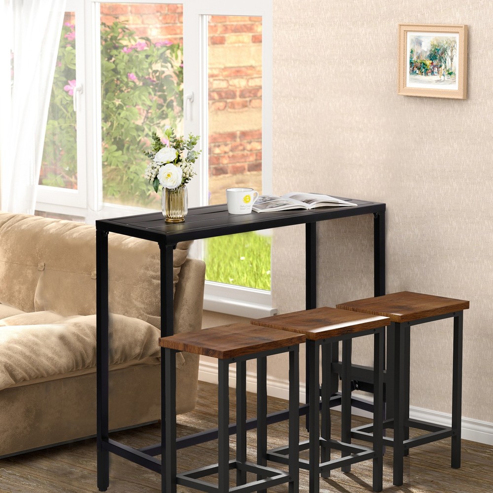 40in Iron With Adjustment Knob Patio Bar Table Black