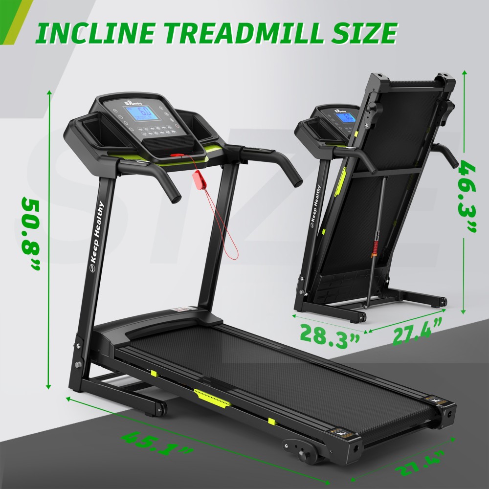 Folding Treadmill with Incline, 12 Programs, 3.5HP Motor, 330LBS Capacity