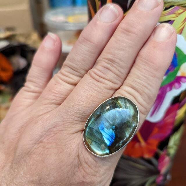 Labradorite Solid 925 Sterling Silver Statement Handmade Gift Ring All Size M104