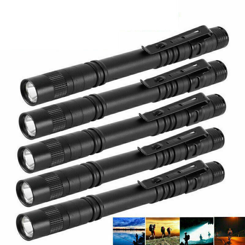 20Pack LED Flashlight Torch Clip Mini Pen Light Penlight Pocket Lamp Flashlights