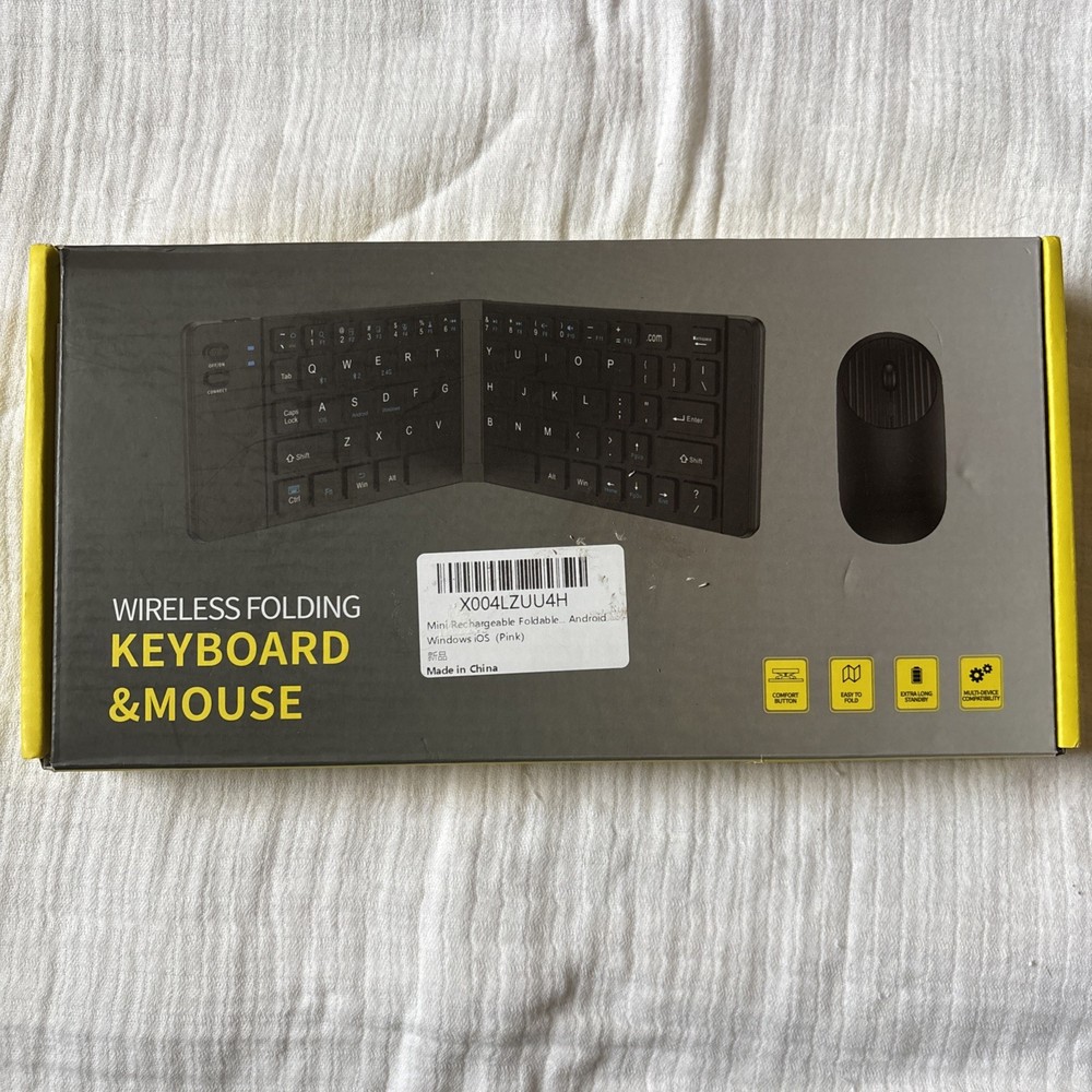 Mini Rechargeable Wireless Folding Keyboard & Mouse (Pink)