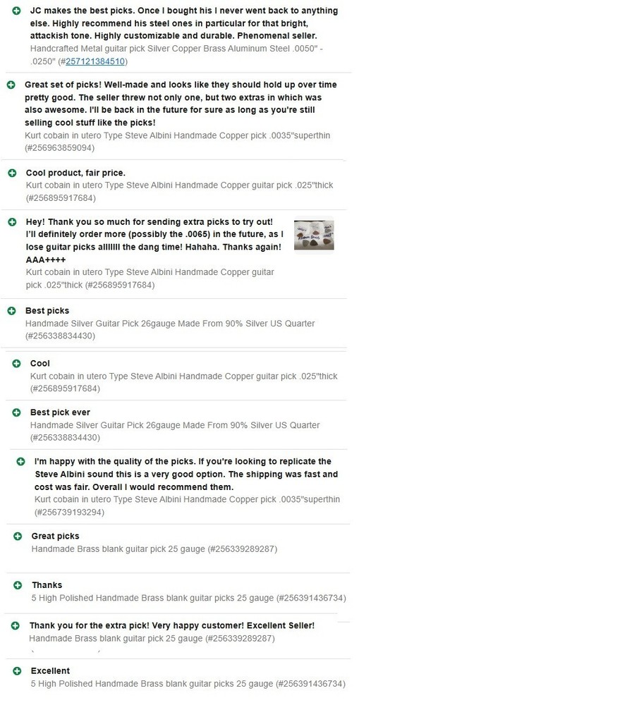 Handmade Silver Brass And Copper Guitar Pick 26gauge 3 Pcs Set