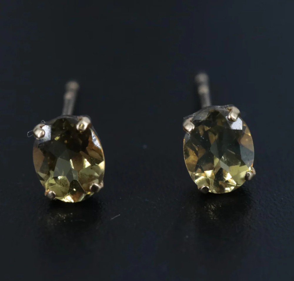 18K Gold Natural Chrysoberyl Stud Earrings