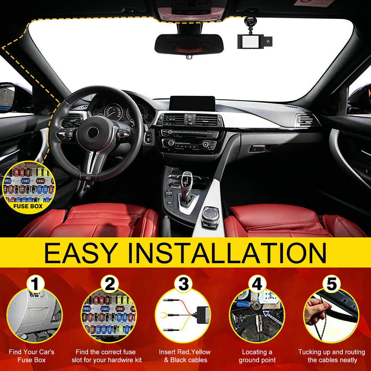 USB C Dash Cam Hardwire Kit For Fuse 12-24V to 5V/3A Type C Port Hard Wire Cable