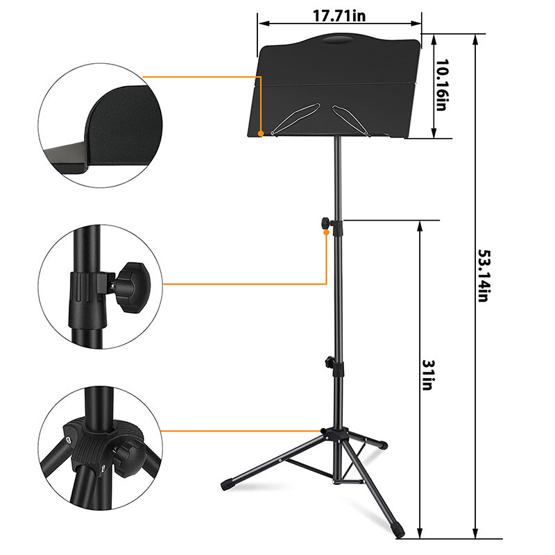 Folding Sheet Music Stand Set With Reading Light Gig Bag & Standing Light