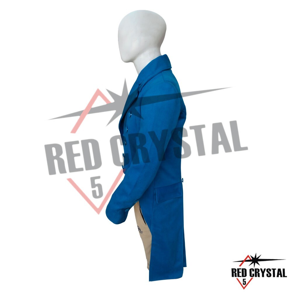 New Georgian Double Breasted Regency Tailcoat, Blue Wool 18th Century Tailcoat