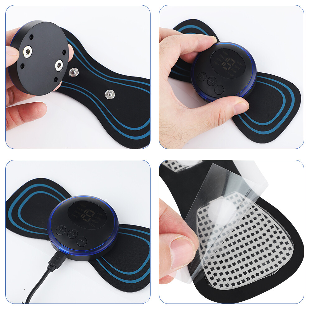 5Pcs Portable Mini Electric Neck Back Massager Cervical Massage Patch Stimulator