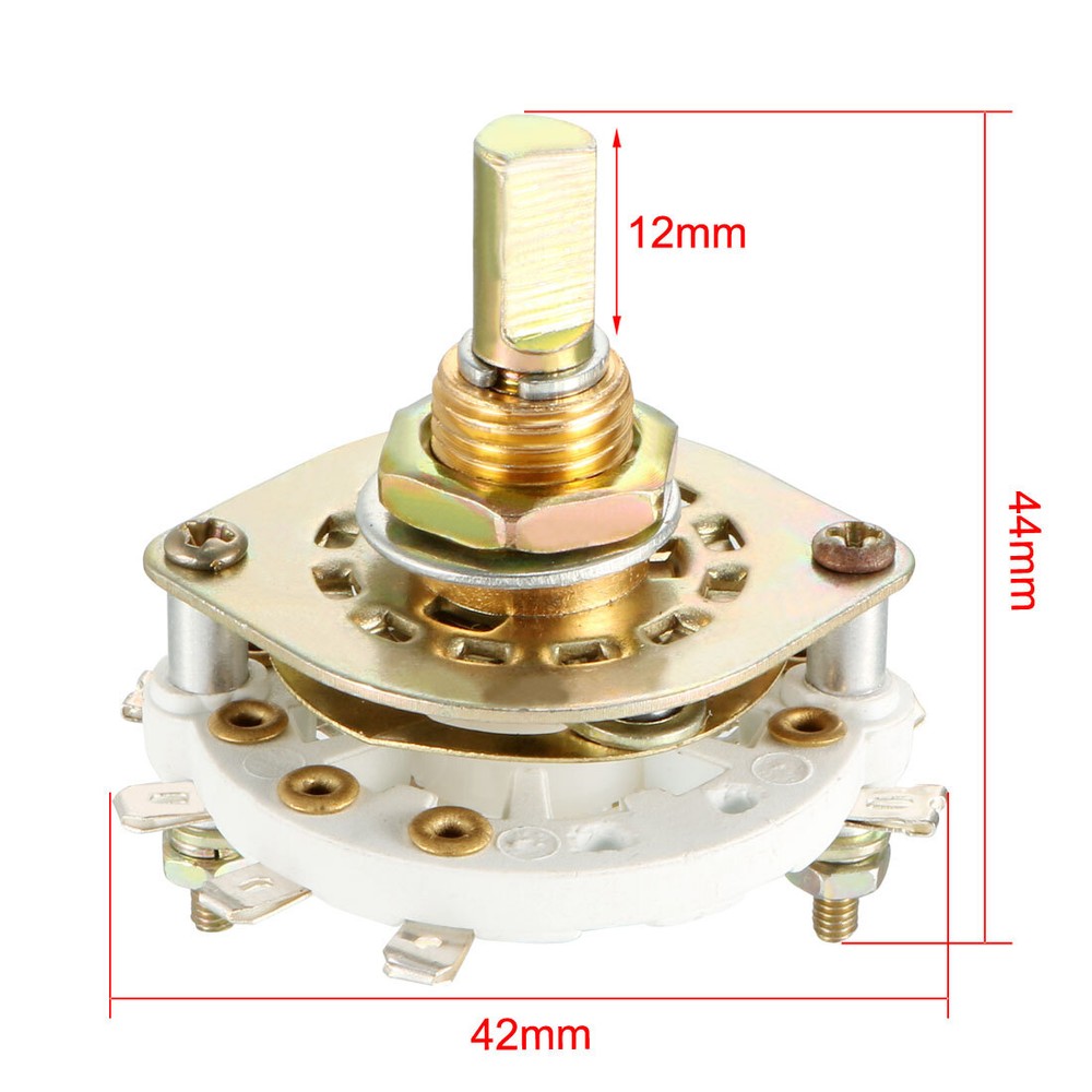 2P3T 2 Pole 3 Position Selectable Single Deck Band Selector Rotary Switch 8Pin
