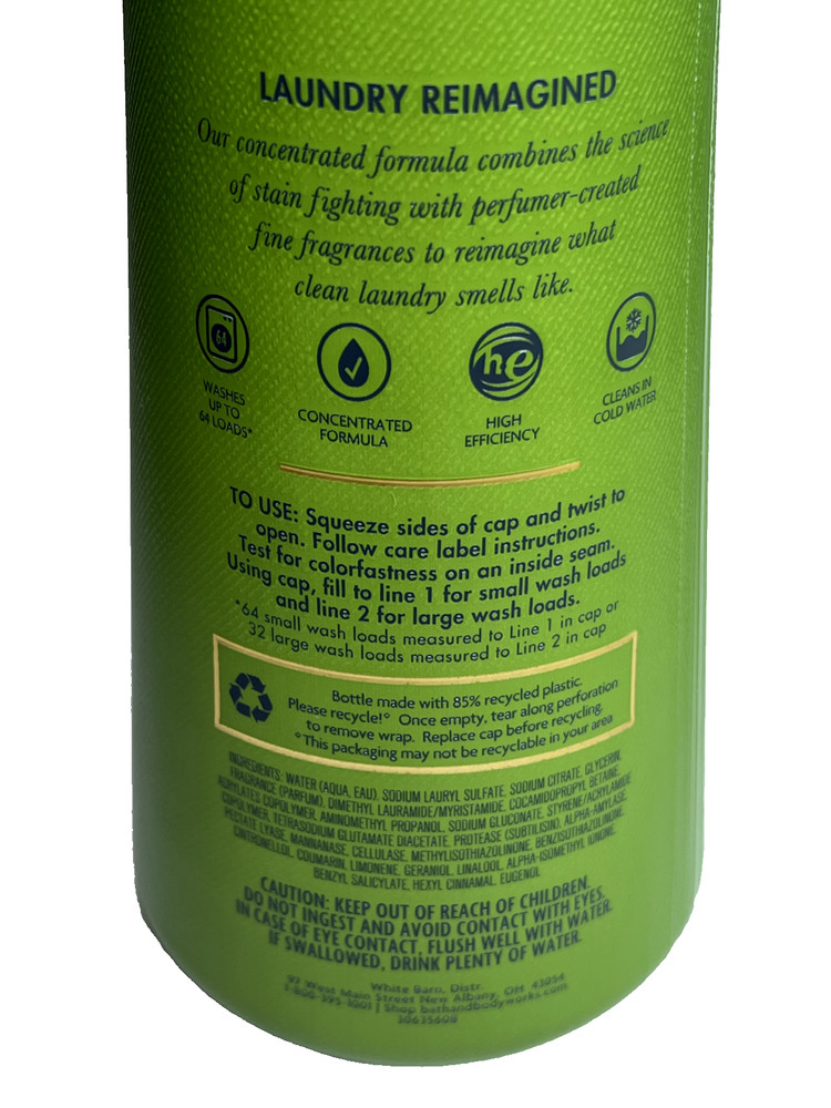 2 BATH & BODY WORKS FABRIC LAUNDRY DETERGENT EUCALYPTUS MINT 32oz