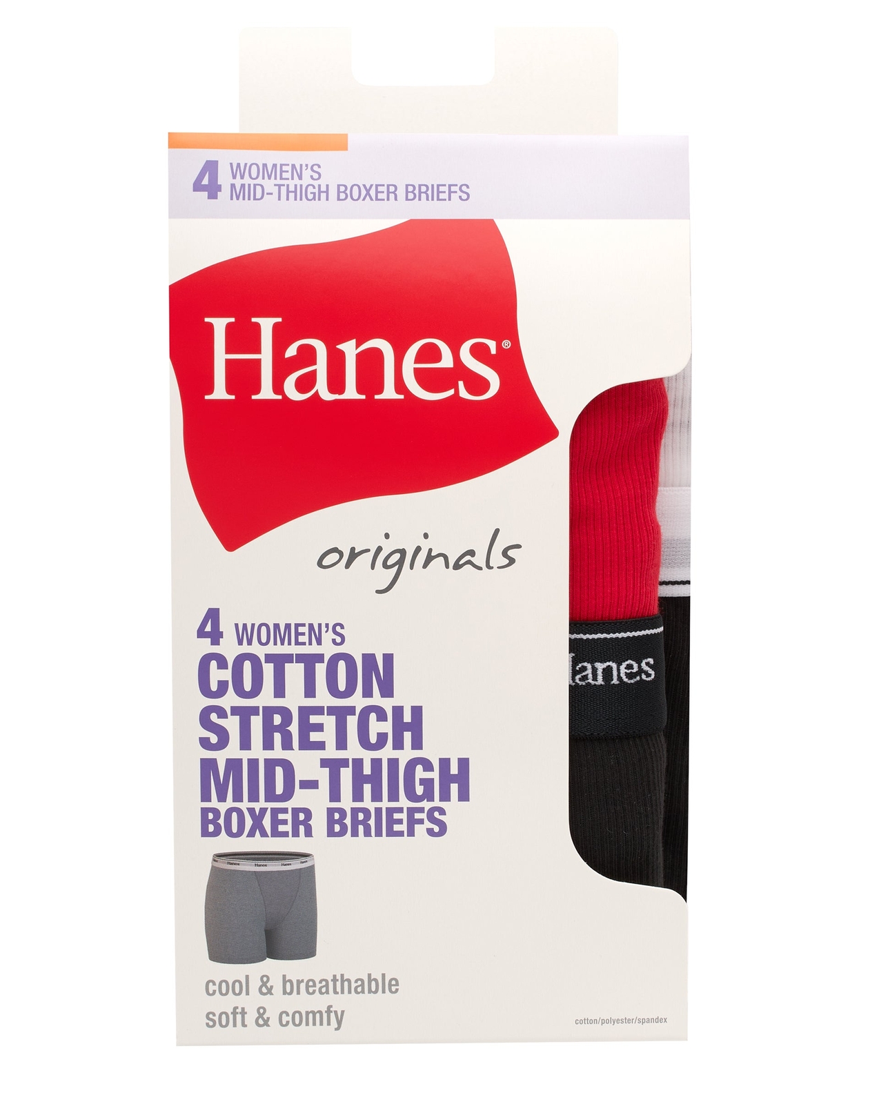 Hanes Originals Women's Mid-Thigh Boxer Brief Underwear Breathable Cotton