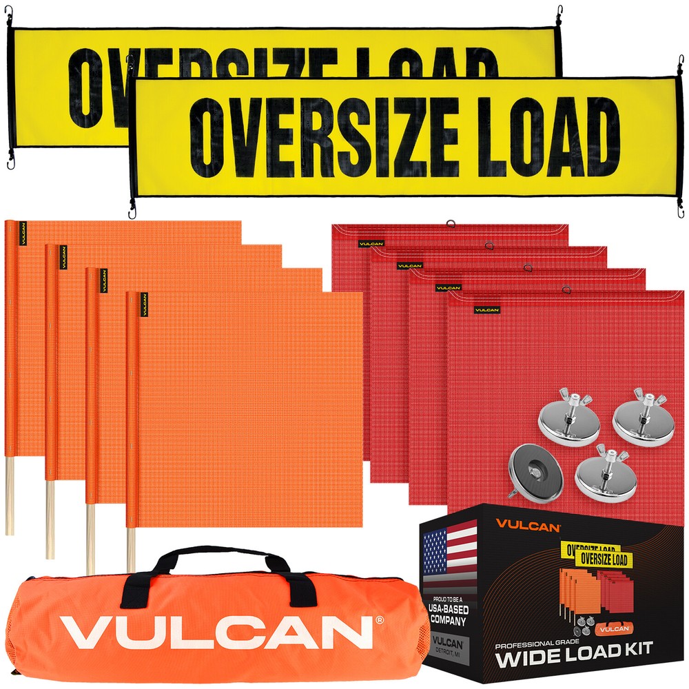 VULCAN Large Oversize Load Flags, Oversize Load Banners, & Magnets Kit
